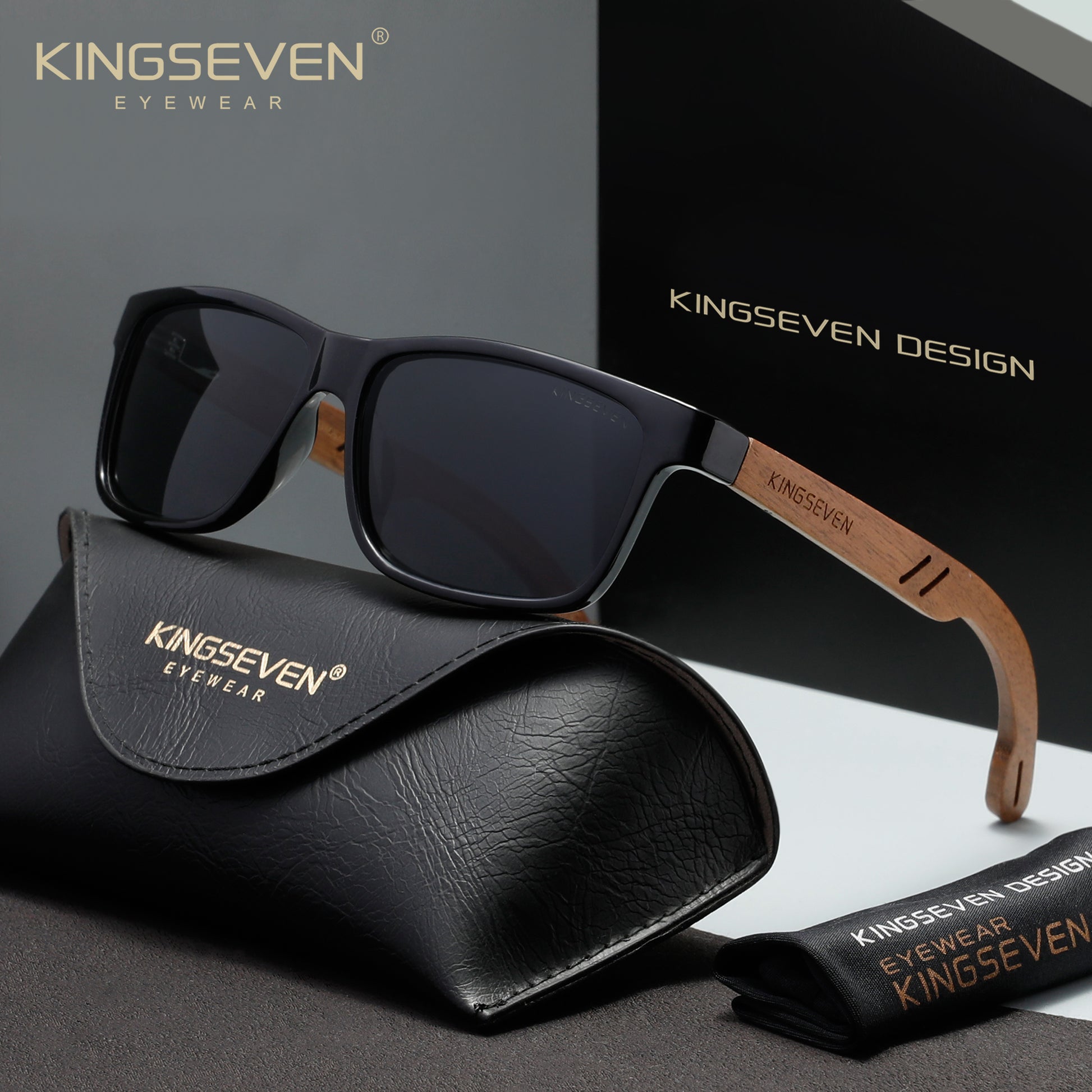 KINGSEVEN W5508 black gray polarized sunglasses