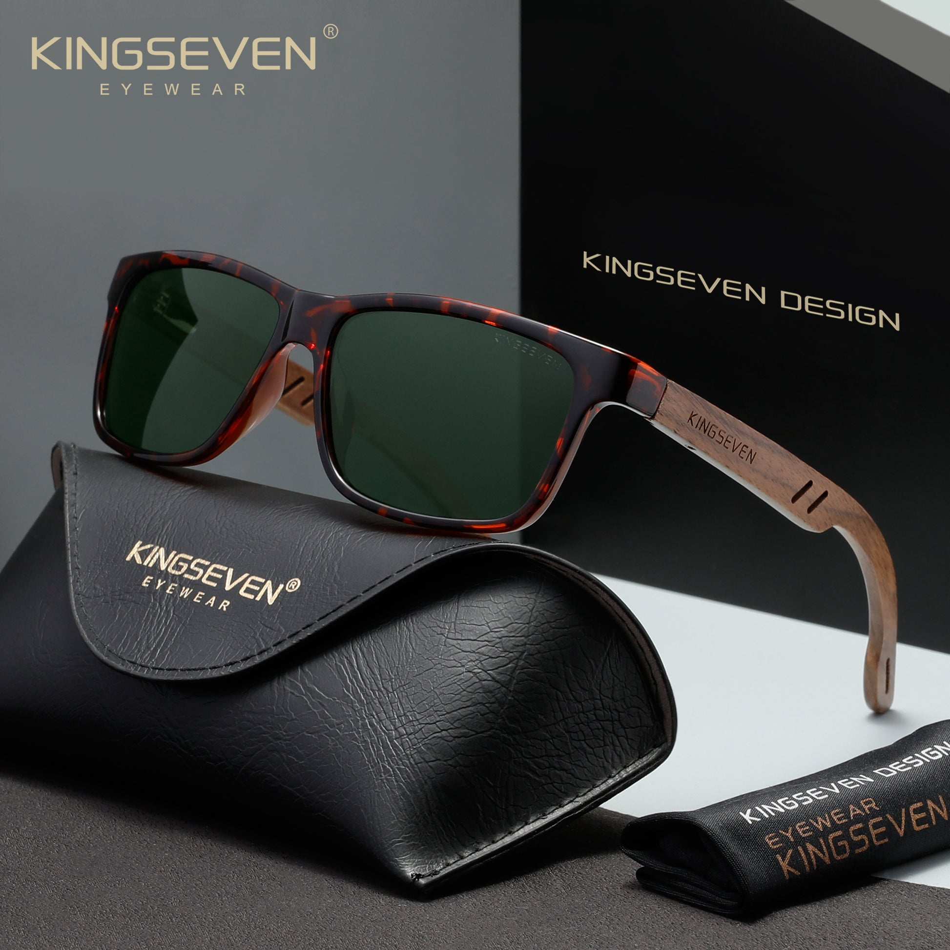 KINGSEVEN W5508 leopard green gray polarized sunglasses