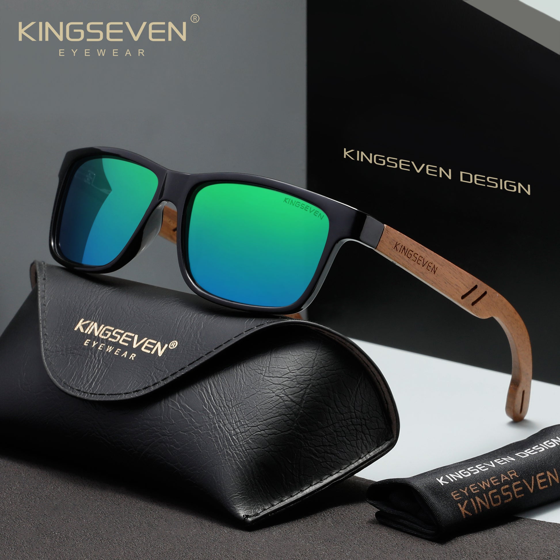 KINGSEVEN W5508 black green polarized sunglasses