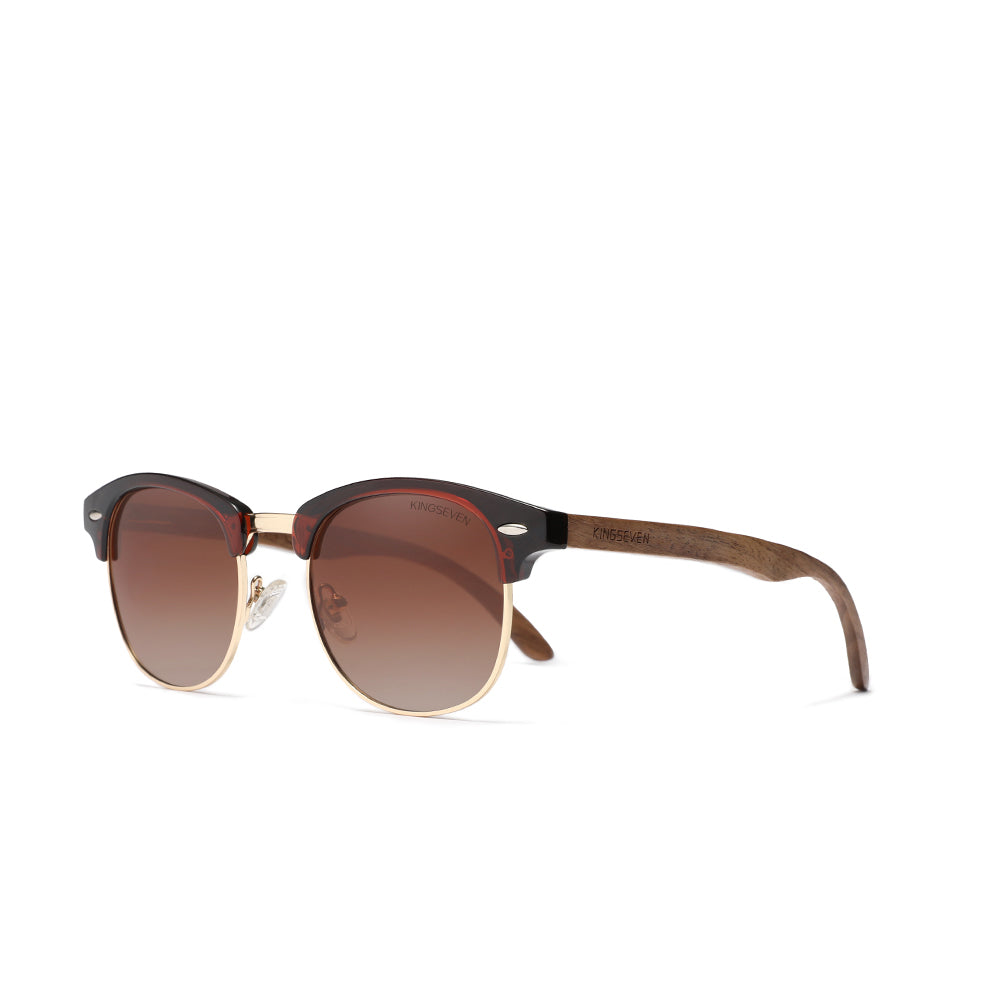 KINGSEVEN W5516 brown polarized sunglasses wooden frame
