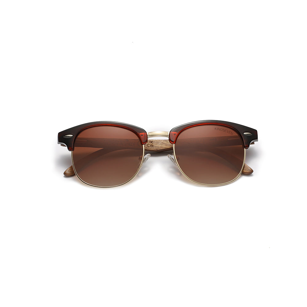 KINGSEVEN W5516 brown polarized sunglasses wooden frame