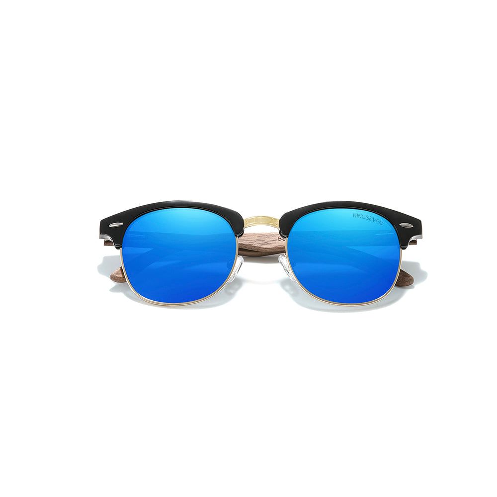 KINGSEVEN W5516 blue polarized sunglasses wooden frame
