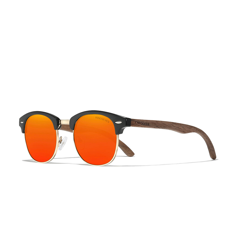 KINGSEVEN W5516 red polarized sunglasses wooden frame