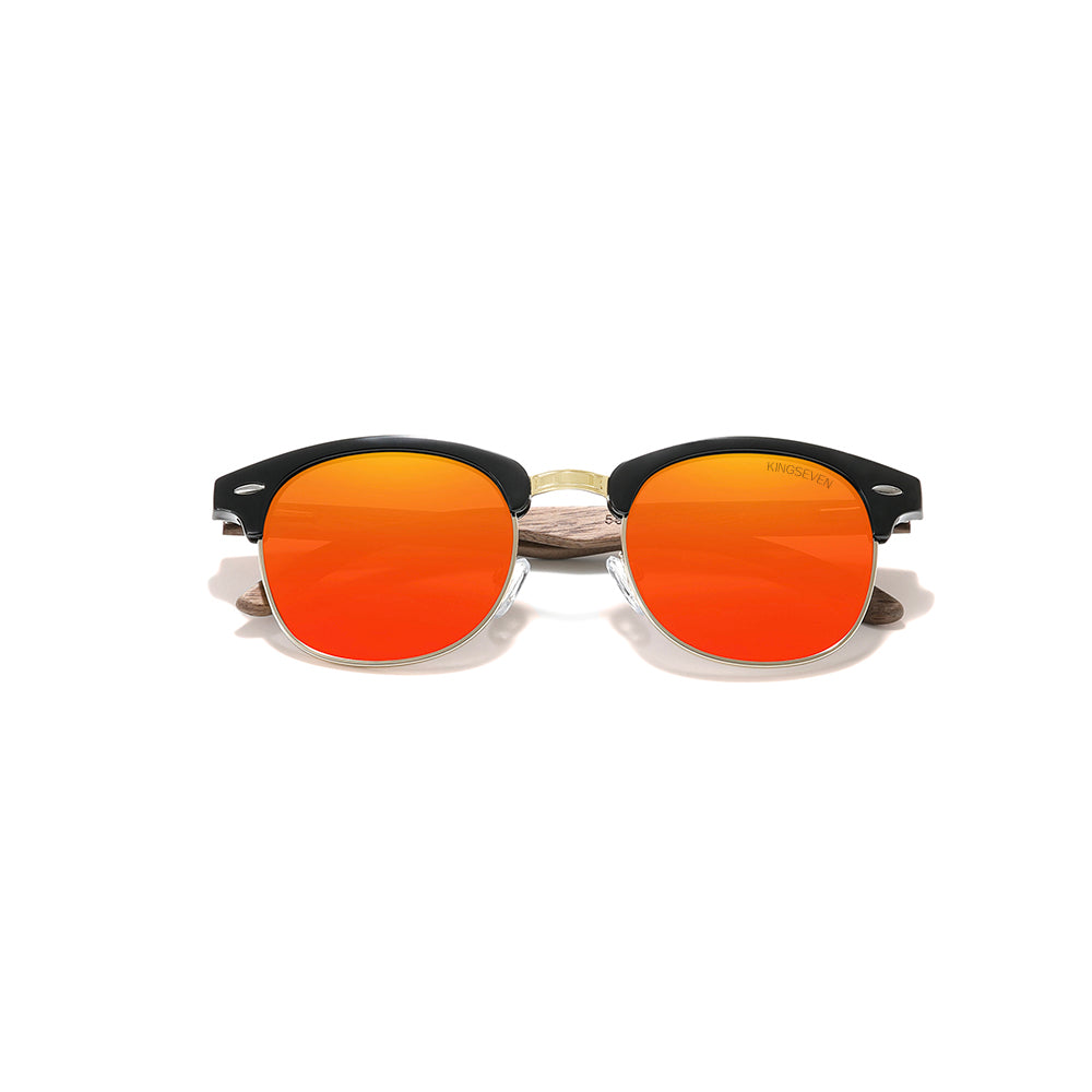 KINGSEVEN W5516 red polarized sunglasses wooden frame