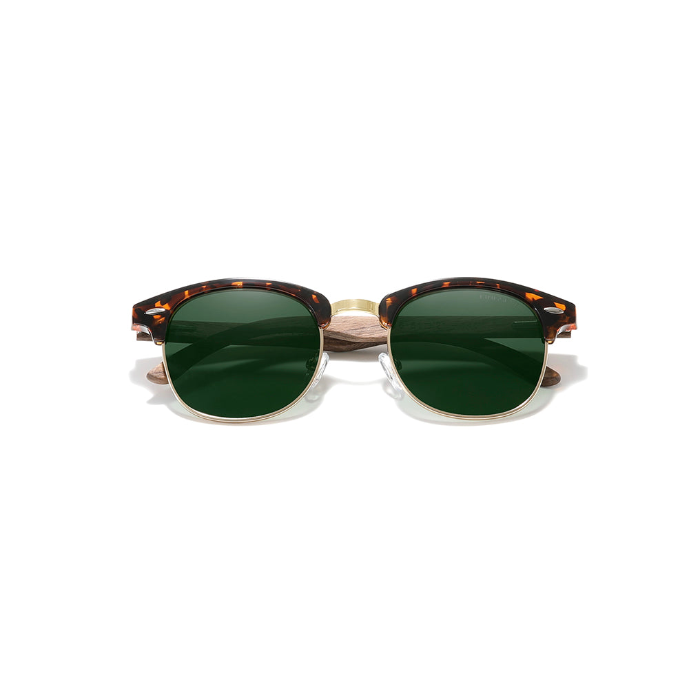 KINGSEVEN W5516 green polarized sunglasses wooden frame
