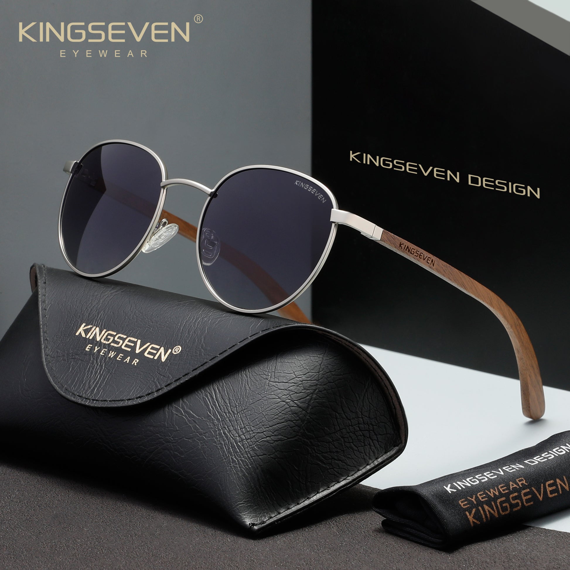 KINGSEVEN W5519 silver gray polarized sunglasses