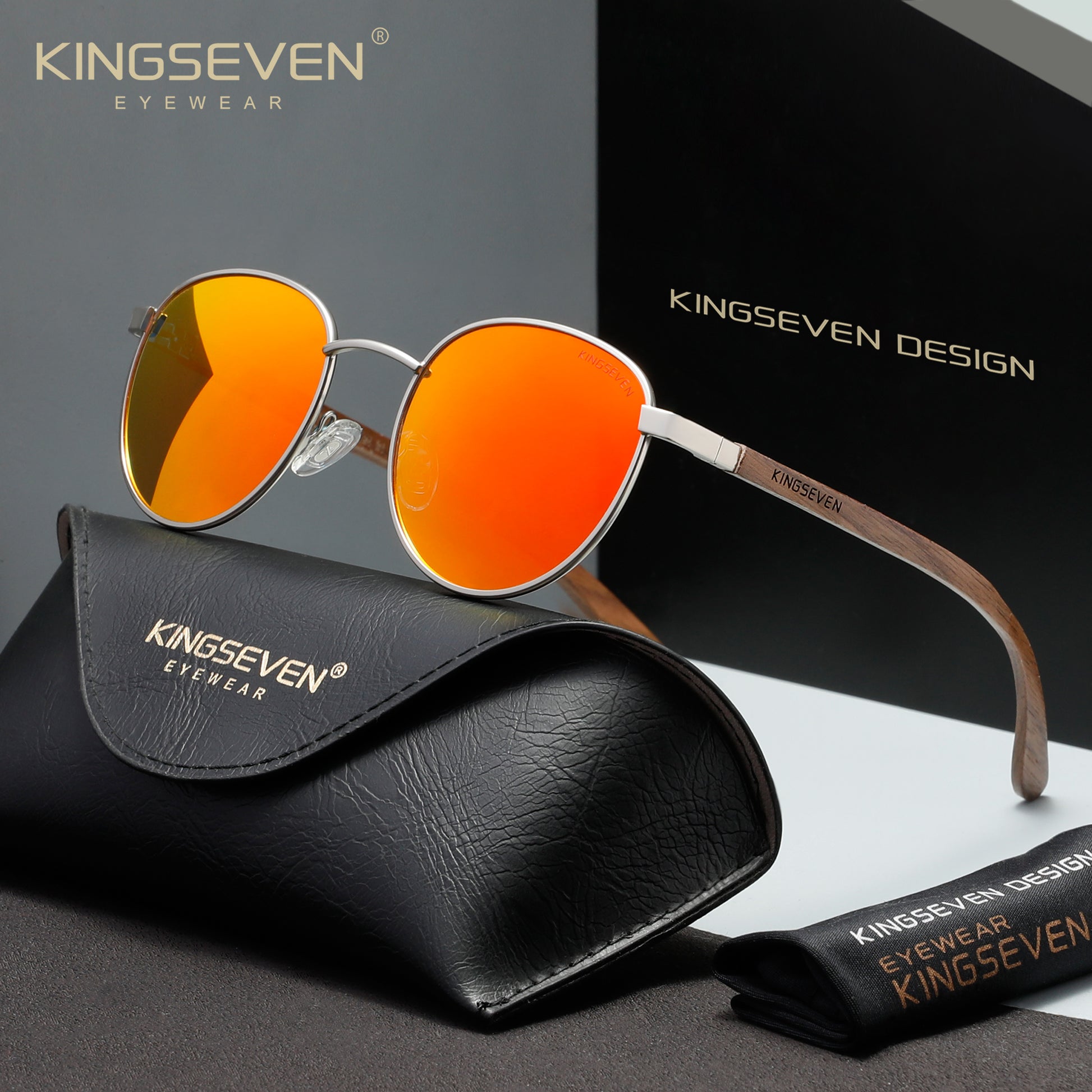 KINGSEVEN W5519 silver red polarized sunglasses