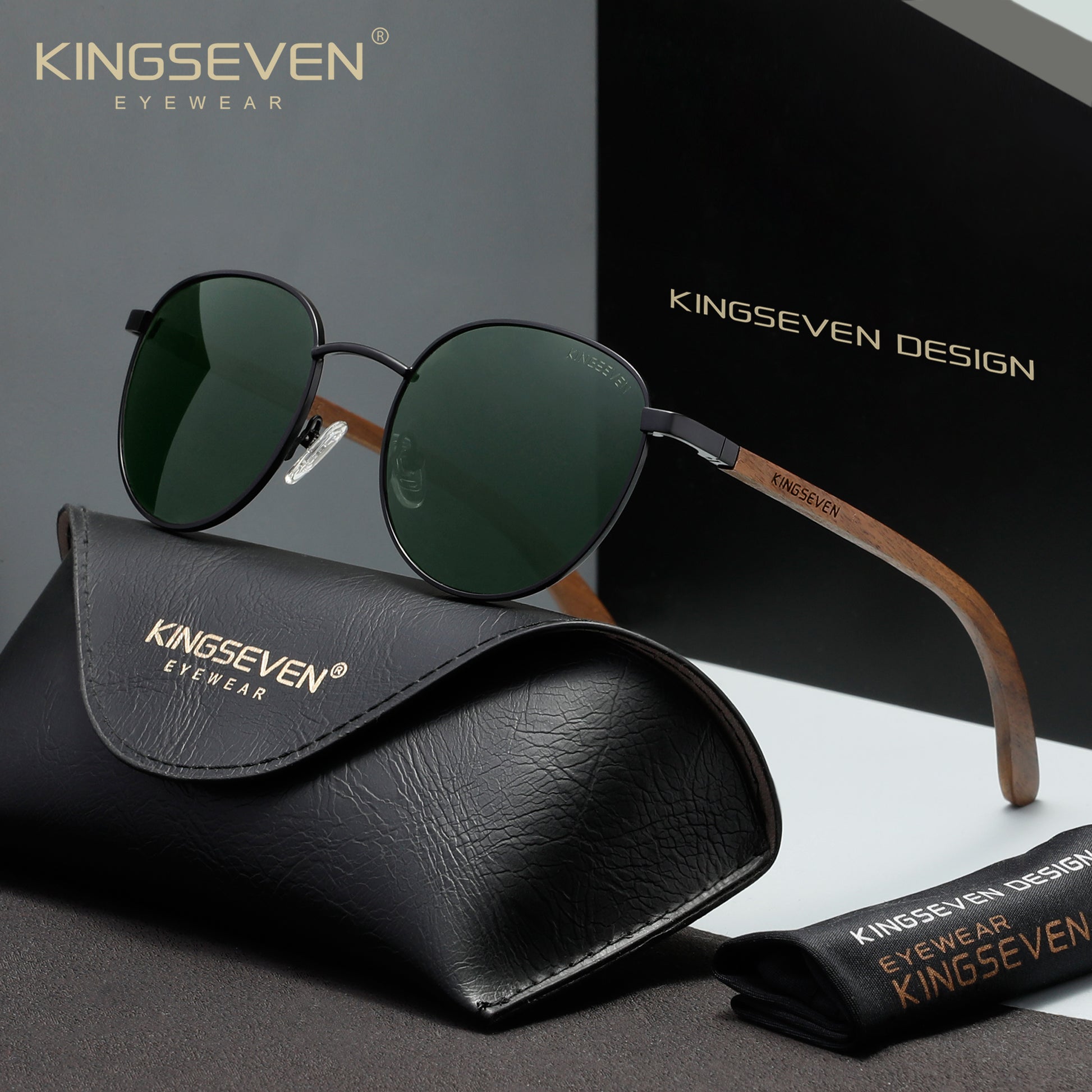 KINGSEVEN W5519 black green polarized sunglasses