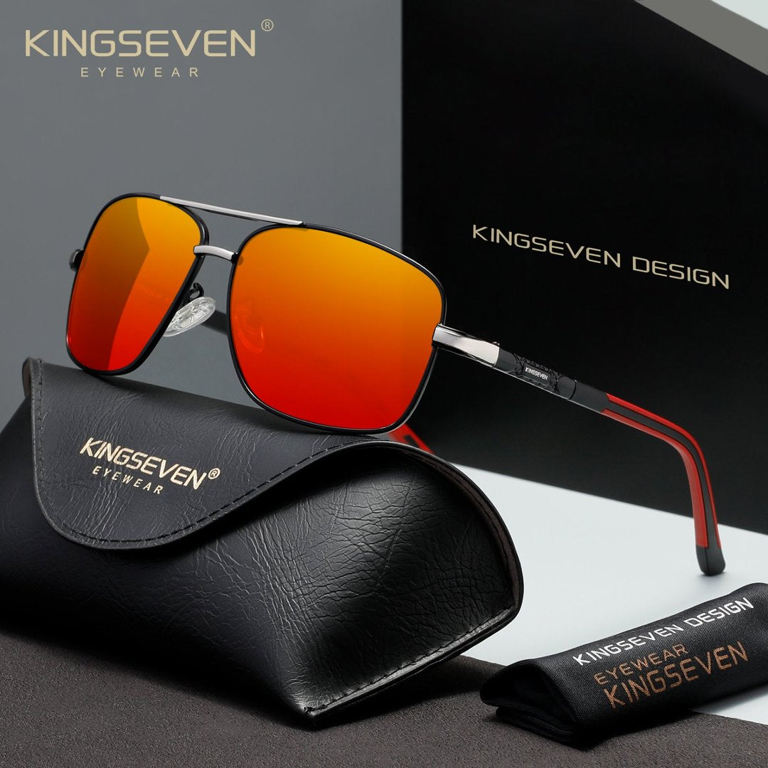 KINGSEVEN N724 silver red polorized sunglasses for men