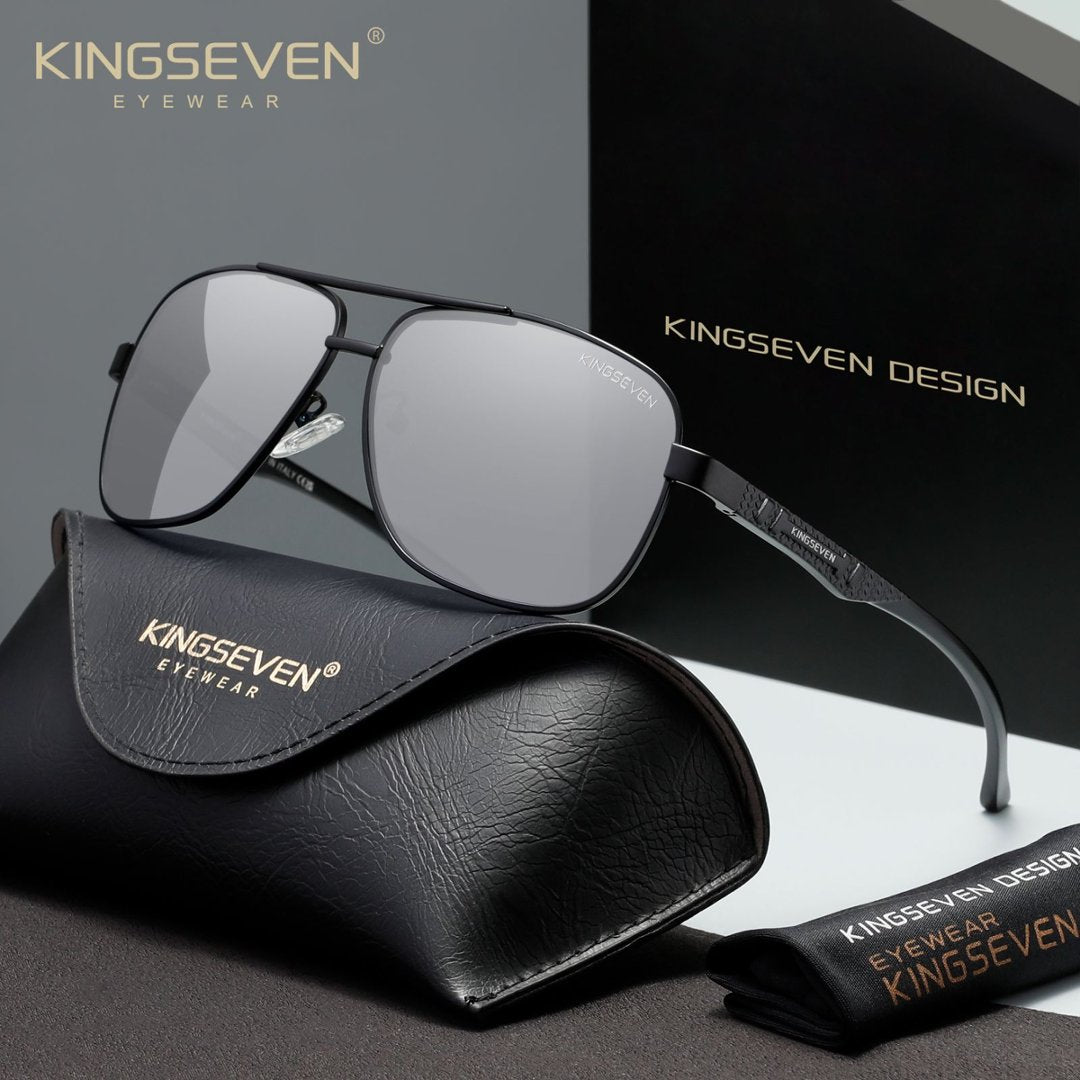 KINGSEVEN N7188 black silver polorized sunglasses for men