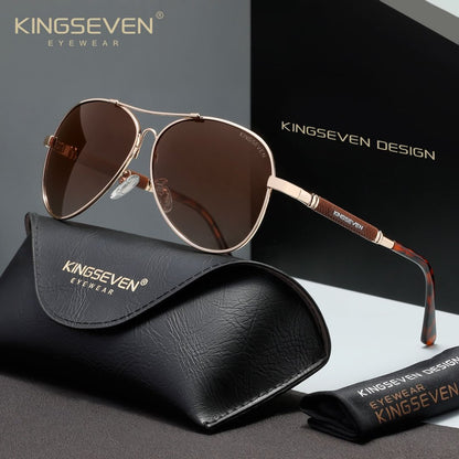 KINGSEVEN N7730 gold gradient brown polorized sunglasses for men