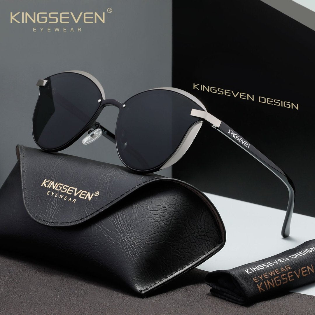KINGSEVEN N7824 silver-black polorized sunglasses for women